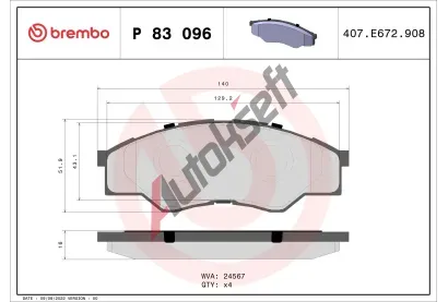 BREMBO Sada brzdovch destiek - kotouov brzda BRE P83096, P 83 096