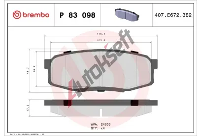 BREMBO Sada brzdovch destiek - kotouov brzda BRE P83098, P 83 098