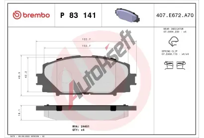 BREMBO Sada brzdovch destiek BRE P83141, P 83 141