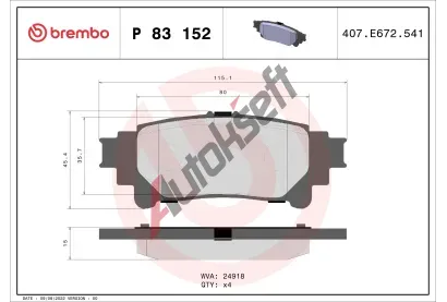BREMBO Sada brzdovch destiek BRE P83152, P 83 152