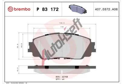 BREMBO Sada brzdovch destiek BRE P83172, P 83 172
