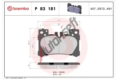 BREMBO Sada brzdov�ch desti�ek BRE P83181, P 83 181