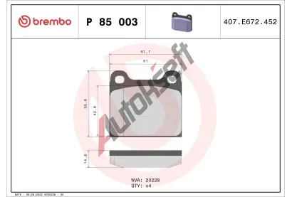 BREMBO Sada brzdovch destiek - kotouov brzda BRE P85003, P 85 003