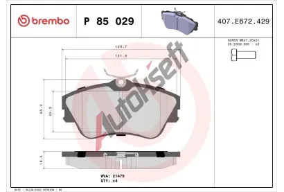 BREMBO Sada brzdovch destiek - kotouov brzda BRE P85029, P 85 029