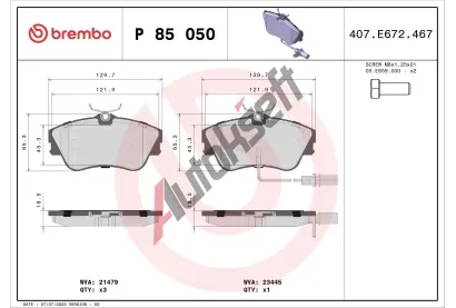 BREMBO Sada brzdovch destiek - kotouov brzda BRE P85050, P 85 050