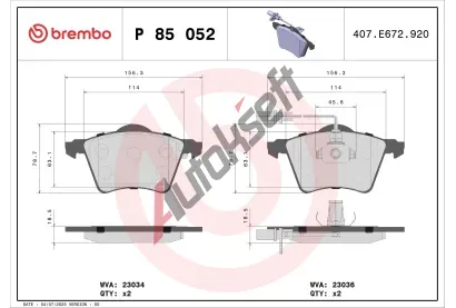 BREMBO Sada brzdovch destiek - kotouov brzda BRE P85052, P 85 052