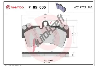 BREMBO Sada brzdovch destiek - kotouov brzda BRE P85065, P 85 065