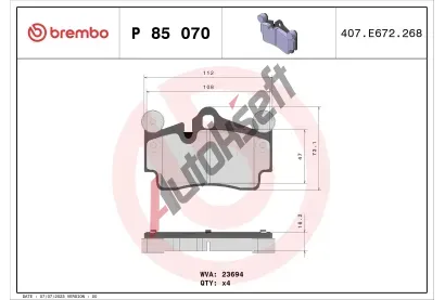 BREMBO Sada brzdovch destiek - kotouov brzda BRE P85070, P 85 070