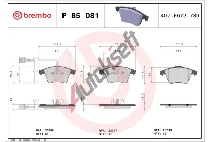BREMBO Sada brzdovch destiek - kotouov brzda BRE P85081, P 85 081