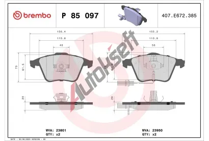 BREMBO Sada brzdovch destiek - kotouov brzda BRE P85097, P 85 097