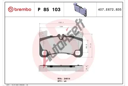 BREMBO Sada brzdovch destiek BRE P85103, P 85 103