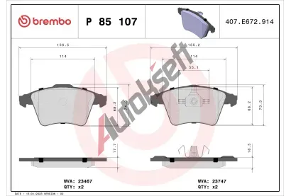 BREMBO Sada brzdovch destiek - kotouov brzda BRE P85107, P 85 107