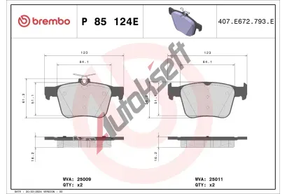 BREMBO Sada brzdových destiček BEYOND LINE - EV BRE P85124E, P 85 124E BREMBO Sada brzdových destiček BEYOND LINE - EV BRE P85124E, P 85 124E