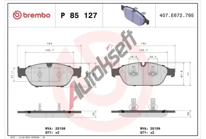 BREMBO Sada brzdovch destiek BRE P85127, P 85 127
