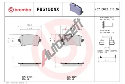 BREMBO Sada brzdovch destiek XTRA LINE - Ceramic BRE P85150NX, P85150NX