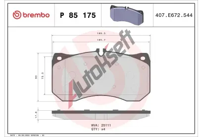 BREMBO Sada brzdovch destiek BRE P85175, P 85 175