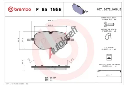 BREMBO Sada brzdových destiček BEYOND LINE - EV BRE P85195E, P 85 195E BREMBO Sada brzdových destiček BEYOND LINE - EV BRE P85195E, P 85 195E
