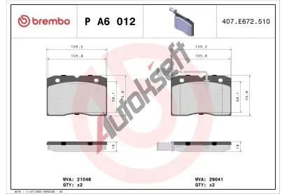 BREMBO Sada brzdovch destiek - kotouov brzda BRE PA6012, P A6 012