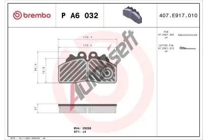 BREMBO Sada brzdovch destiek PRIME LINE BRE PA6032, P A6 032
