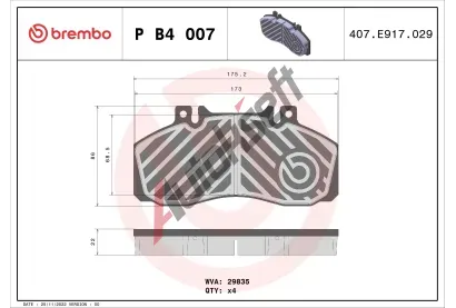 BREMBO Sada brzdovch destiek PRIME LINE BRE PB4007, P B4 007