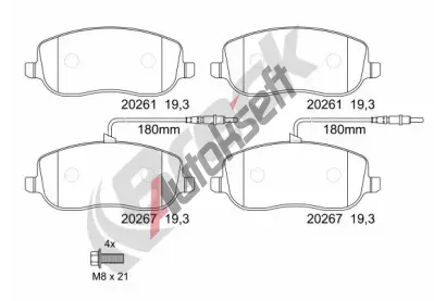 BRECK Sada brzdovch destiek BRK 20261 00 701 00, 20261 00 701 00