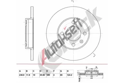 BRECK Brzdov kotou - 239 mm BRK BR 011 SA100, BR 011 SA100