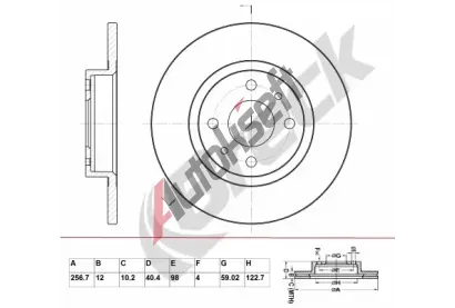 BRECK Brzdov kotou - 257 mm BRK BR 045 SA100, BR 045 SA100
