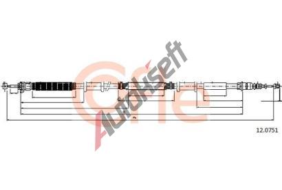 COFLE Tažné lanko parkovací brzdy CFL 12.0751, 12.0751 COFLE Tažné lanko parkovací brzdy CFL 12.0751, 12.0751