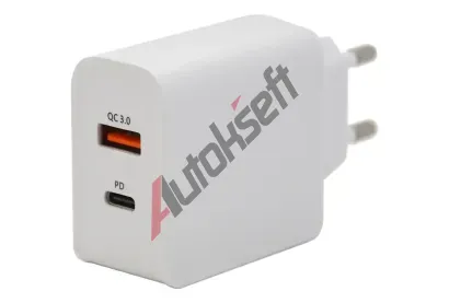 Compass Zástrčka QUICK CHARGE 3.0 230V USB-A / USB-C 18W CMP 07430, 07430 Compass Zástrčka QUICK CHARGE 3.0 230V USB-A / USB-C 18W CMP 07430, 07430