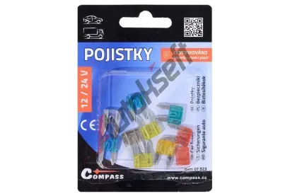 Compass Pojistky nožové MINI 10 ks CMP 07523, 07523 Compass Pojistky nožové MINI 10 ks CMP 07523, 07523