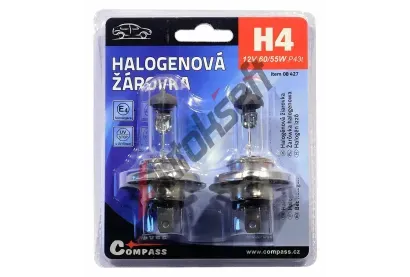 Compass Žárovka 12V H4 60/55W P43t blister 2ks CMP 08427, 08427 Compass Žárovka 12V H4 60/55W P43t blister 2ks CMP 08427, 08427