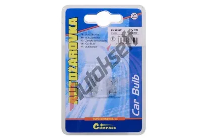 Compass Žárovka 12V W5W 5W T10 celosklo blister 2ks CMP 08649, 08649 Compass Žárovka 12V W5W 5W T10 celosklo blister 2ks CMP 08649, 08649