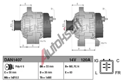 DENSO Alterntor DEN DAN1407, DAN1407
