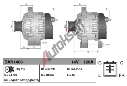 DENSO Alterntor DEN DAN1408, DAN1408