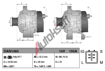 DENSO Alterntor DEN DAN1483, DAN1483