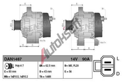 DENSO Alterntor DEN DAN1487, DAN1487