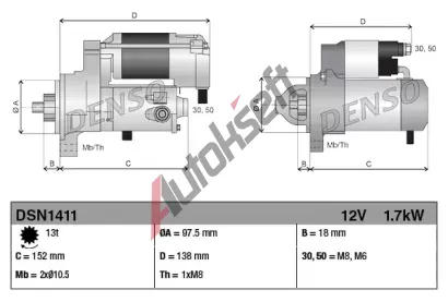 DENSO Startér DEN DSN1411, DSN1411  DENSO Startér DEN DSN1411, DSN1411