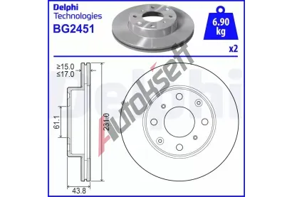 DELPHI Brzdov kotou - 231 mm DF BG2451, BG2451