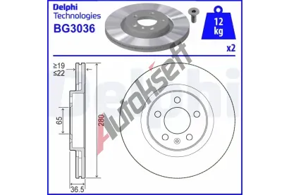 DELPHI Brzdov kotou - 280 mm DF BG3036, BG3036