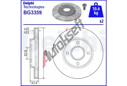 DELPHI Brzdov kotou - 258 mm DF BG3359, BG3359