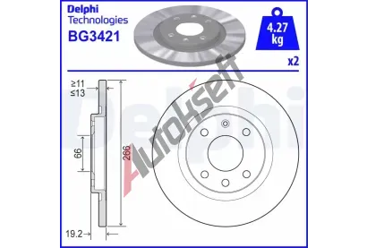 DELPHI Brzdov kotou - 266 mm DF BG3421, BG3421