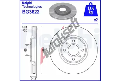 DELPHI Brzdov kotou - 283 mm DF BG3622, BG3622