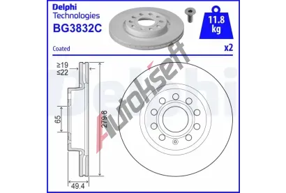 DELPHI Brzdov kotou - 280 mm DF BG3832C, BG3832C