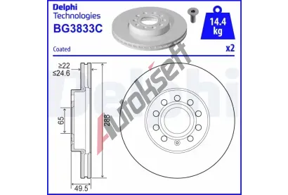 DELPHI Brzdov kotou - 288 mm DF BG3833C, BG3833C