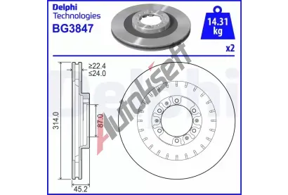 DELPHI Brzdov kotou - 314 mm DF BG3847, BG3847