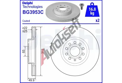 DELPHI Brzdov kotou - 312 mm DF BG3953C, BG3953C