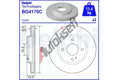 DELPHI Brzdov kotou - 258 mm DF BG4170C, BG4170C