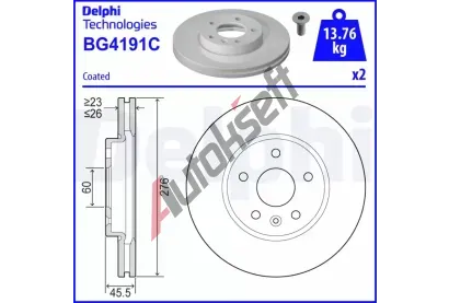 DELPHI Brzdov kotou - 276 mm DF BG4191C, BG4191C