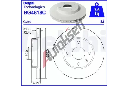 DELPHI Brzdov kotou - 236 mm DF BG4818C, BG4818C