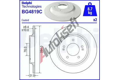 DELPHI Brzdov kotou - 284 mm DF BG4819C, BG4819C